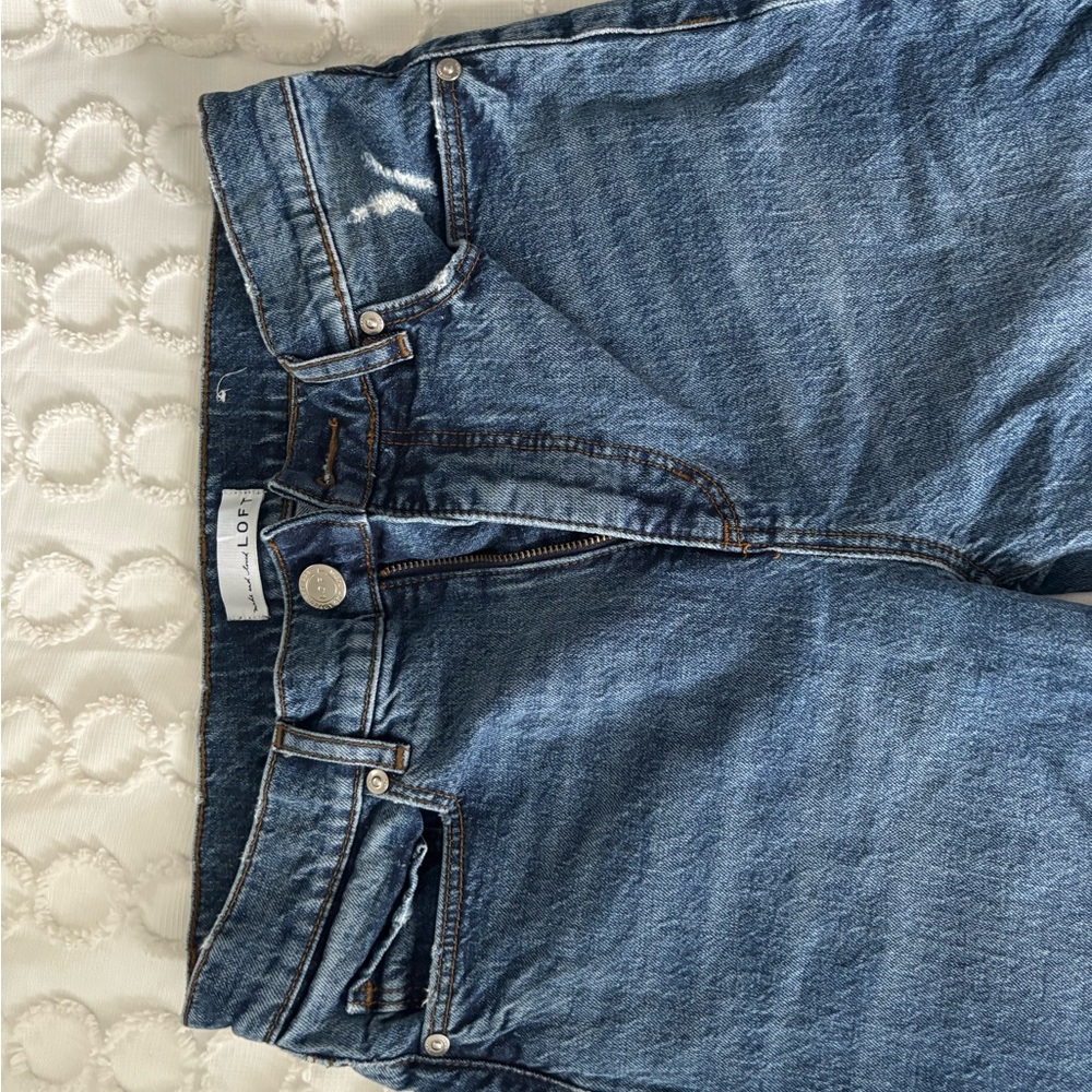 LOFT Blue Frayed Hem Cropped Jeans - Picture 2 of 7